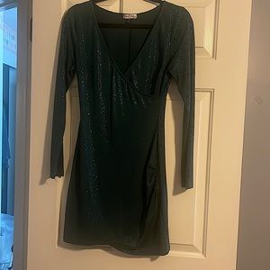 Xtraordinary long sleeve V neck sequin mini dress perfect for holidays parties